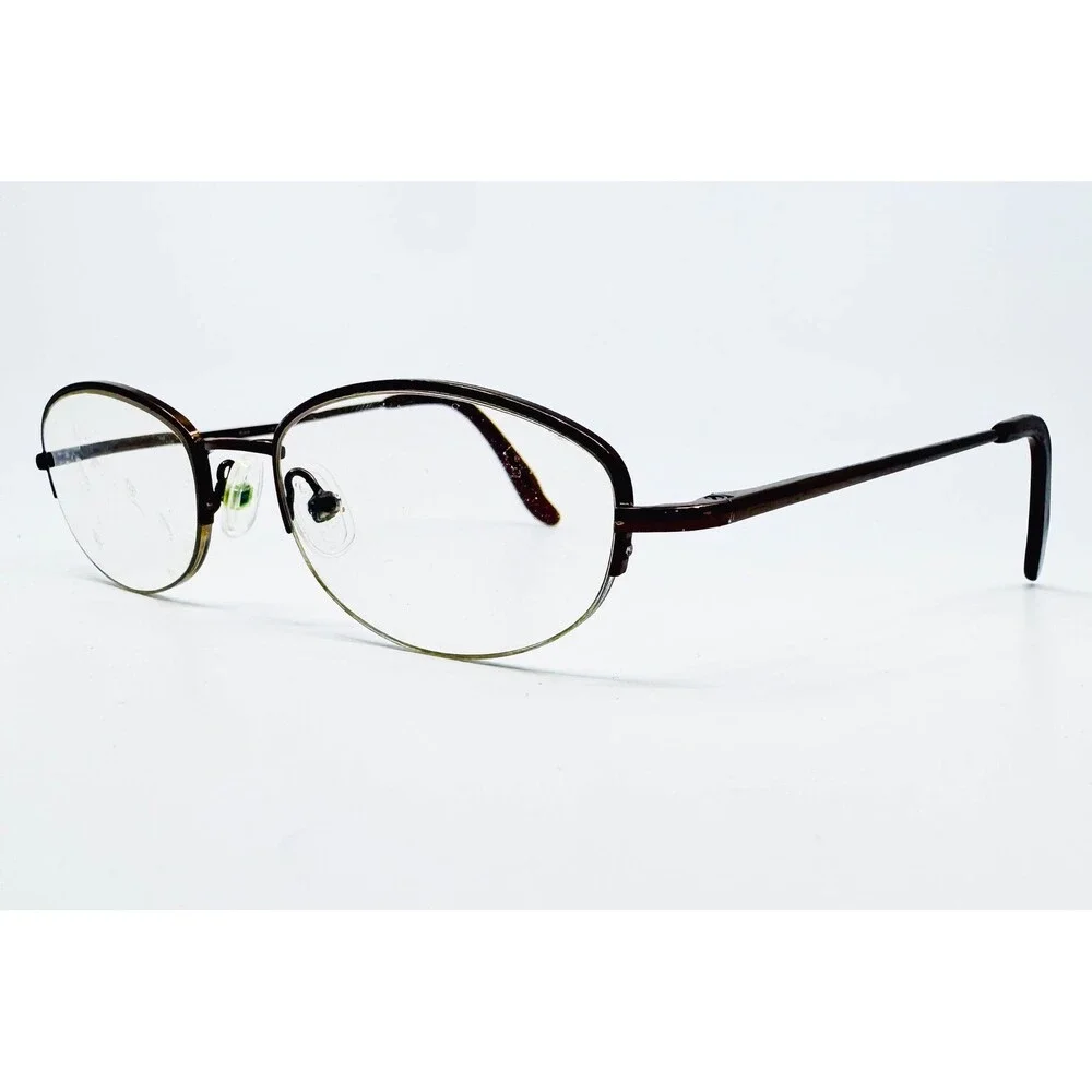 Saki Eyeglasses Women Brown Oval Metal Frame 50-19-140 45023